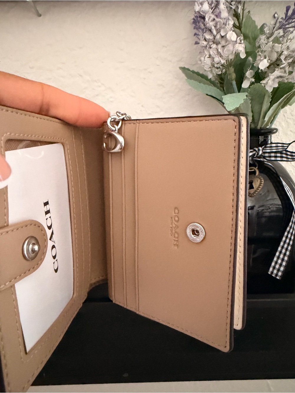 COACH SNAP WALLET IN SIGNATURE CANVAS WHITE - Picture 6 of 7